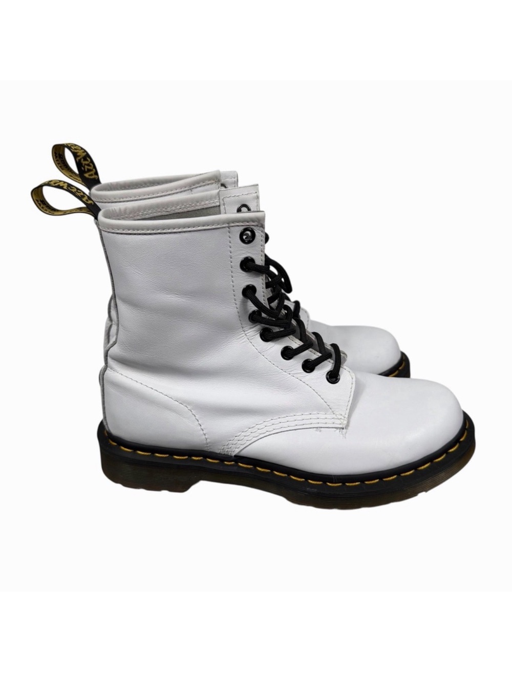 Dr Martens White Smooth Leather Classic Lace Up Boot Womens Size 8
